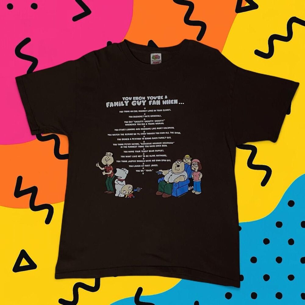 Y2K Family Guy Graphic Tee - “You Know You’re a Fan When…” - Size Large